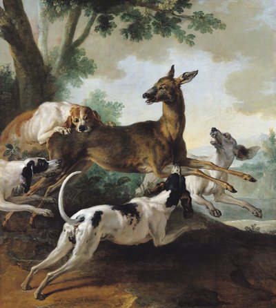 A Deer Chased by Dogs by Jean Baptiste Oudry